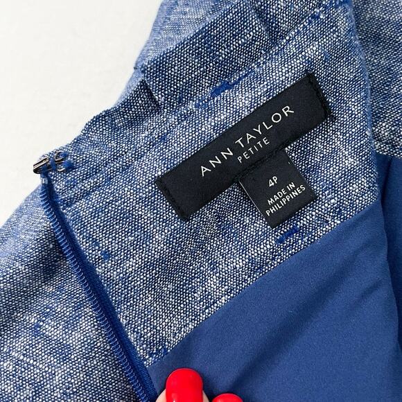 Ann Taylor Linen Blend Knee Length Skirt 4 Petite Corpcore Professional Pleated - Picture 6 of 7